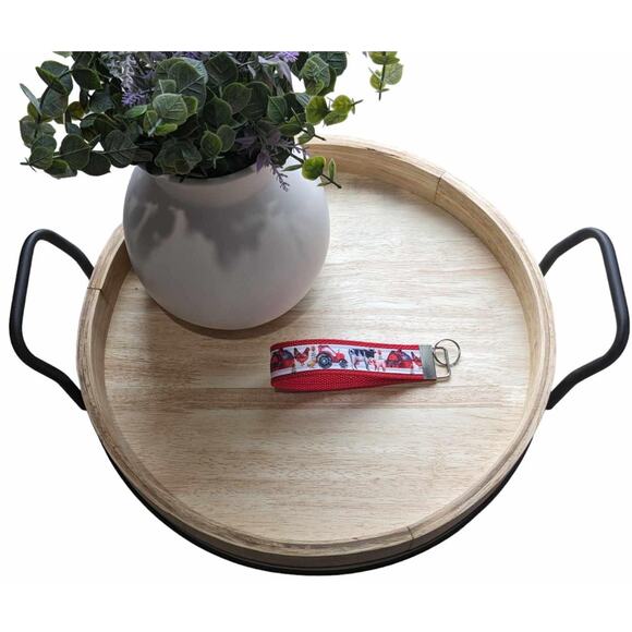 Farm Keychain‎ Wristlet Handmade Fabric Key FOB Cow Chicken Tractor Barn Farmer - Picture 6 of 6